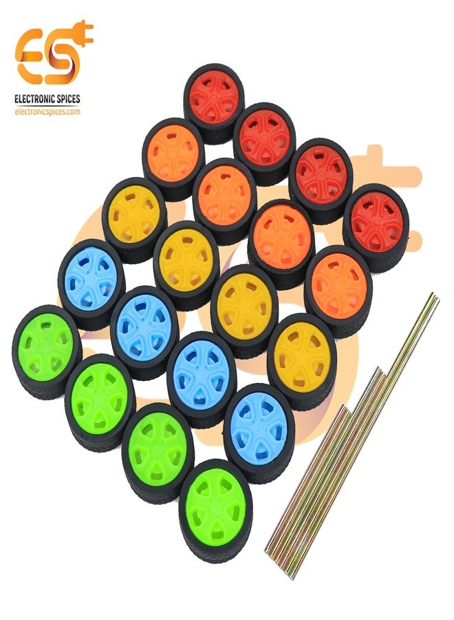 إلكترونيك سبايسس عجلات بلاستيكية صلبة بغطاء مطاطي من Electronic Spices مقاس 30 مم × 11 مم لسيارات الألعاب التي تعمل بالتحكم عن بعد ذات عمود (متعددة الألوان) - Image 5